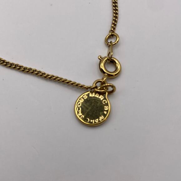 RARE Vtg MARC JACOBS 3 Planet Balls Marbles Pendant Necklace Gold Tone 32" Long - Picture 7 of 7